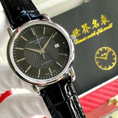   PATEK PHILIPPE  Men ETA2824-2  Automatic Movement Italian Calf Leather Style Black  40mm Watch